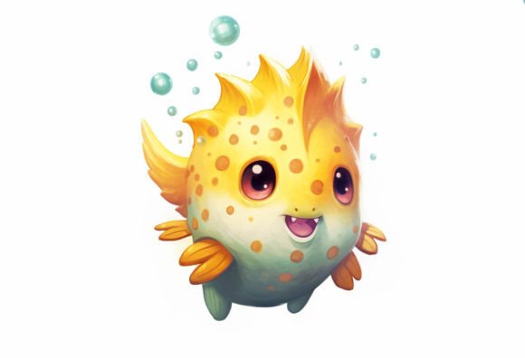 Adorable Boxfish Kawaii Animal: A Must-Have Digital Art Asset