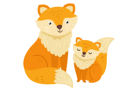 Adorable Fox Mother with Baby Animal in Cute Nordic Style