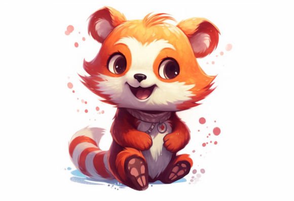 Adorable Red Panda Kawaii Animal Wall Art