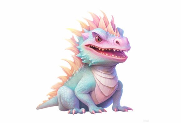 Charming Bearded Dragon Kawaii Animal: Digital Wall Art