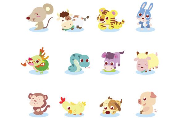 Chinese Zodiac 12 Animal Icon Set: A Designer's Asset