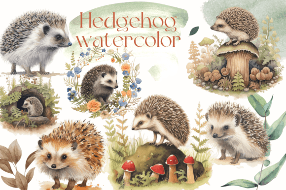 HedgeHog Watercolor Clipart: Adorable Art for Every Project