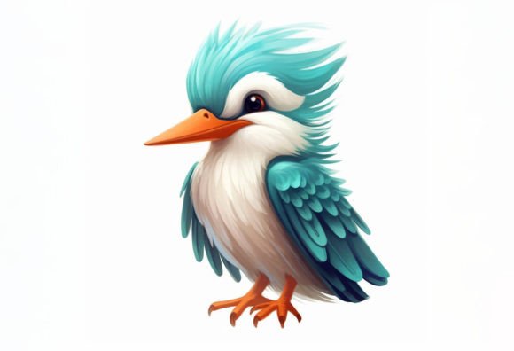 Kingfisher Kawaii Animal: A Modern Twist on Digital Wall Art