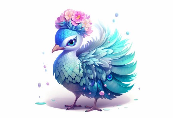 Peafowl Kawaii Animal: A Digital Art Asset for Playful Design