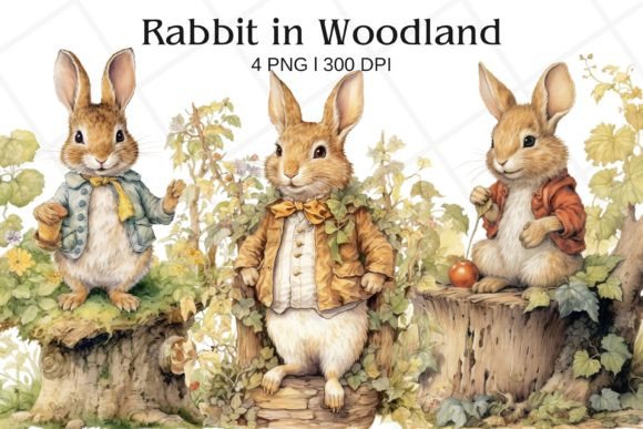 Rabbit Woodland Animal Watercolor: Infusing Nature's Charm into Your Designs