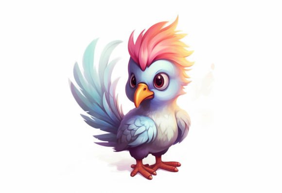 Rooster Kawaii Animal: Digital Wall Art for Modern Crafters