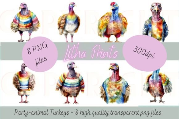 Unleash Festive Fun with Watercolour Party Animal Turkeys