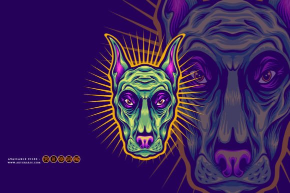 Unleash Spooky Style: The Horror Dog Head Halloween Logo